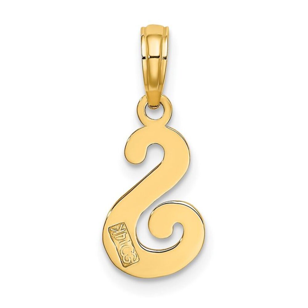 10k Yellow Gold Polished S Script Initial Charm - image 4